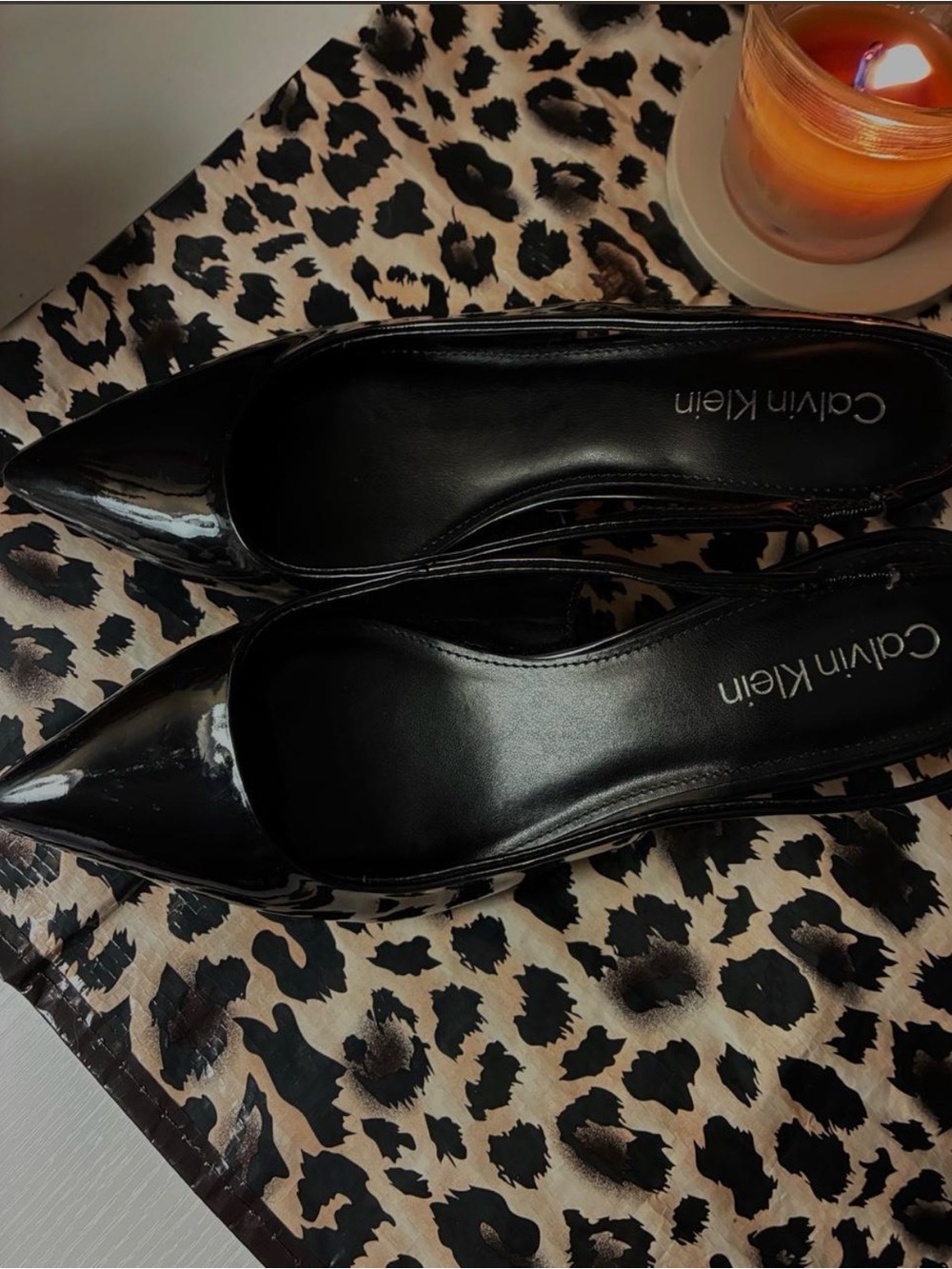 Calvin Klein Black Patent Pointed Toe heels